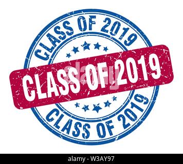Classe de 2019. Catégorie de timbres 2019 grunge ronde signe. classe de 2019 Illustration de Vecteur