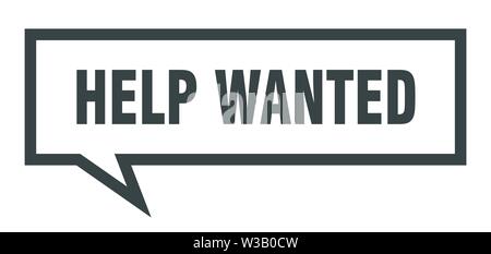 Help Wanted sign. help wanted square bulle aide désirée. Illustration de Vecteur