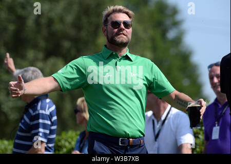 Newport, Pays de Galles, Royaume-Uni. 14 juillet, 2019. Membre du groupe Westlife Brian McFadden au cours de la célébrité Bulmers Cup au Celtic Manor, Newport le dimanche 14 juillet 2019 (photo : Jeff Thomas | MI News) Credit : MI News & Sport /Alamy Live News Banque D'Images