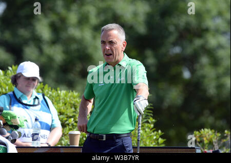 Newport, Pays de Galles, Royaume-Uni. 14 juillet, 2019. La personnalité de télévision James Nesbit durant la célébrité Bulmers Cup au Celtic Manor, Newport le dimanche 14 juillet 2019 (photo : Jeff Thomas | MI News) Credit : MI News & Sport /Alamy Live News Banque D'Images