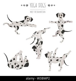 Les chiens et les exercices de yoga pose. Clipart de Dalmatie. Vector illustration Illustration de Vecteur