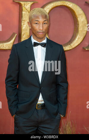 Londres, Royaume-Uni. 14 juillet, 2019. Pharrell Williams assiste à la 'Le Roi Lion' Première européenne tenue à Leicester Square. Crédit : Peter Manning/Alamy Live News Banque D'Images