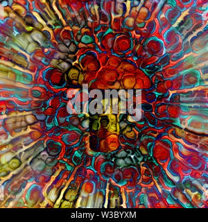 Champignons colorés. La peinture abstraite dans l'éclat des couleurs Banque D'Images