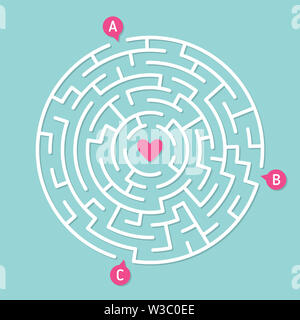 Jeu de labyrinthe labyrinthe ronde, trouver votre chemin à coeur. Concept d'amour Banque D'Images