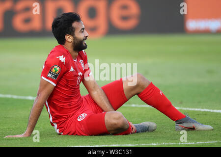 Le Caire, Égypte. 14 juillet, 2019. La Tunisie Yassine Khenissi réagit au cours de la coupe d'Afrique des Nations 2019 demi-finale match de football entre le Sénégal et la Tunisie au 30 juin Stade. Credit : Gehad Hamdy/dpa/Alamy Live News Banque D'Images