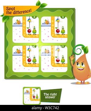 Jeu visuel pour les enfants et les adultes. Trouvez la différence jeu de tâches Illustration de Vecteur