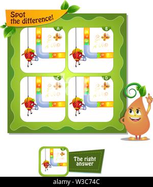 Jeu visuel pour les enfants et les adultes. Trouvez la différence jeu de tâches Illustration de Vecteur