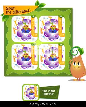 Jeu visuel pour les enfants et les adultes. Trouvez la différence jeu de tâches Illustration de Vecteur
