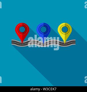 Route et autoroute avec des marqueurs pour la création de la ville. Pour illustration conception du chemin de circulation. Le trafic d'asphalte Street Illustration de Vecteur