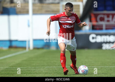 Hartepool, UK. 14 juillet 2019. Patrick Lecture de Middlesbrough lors de la pré-saison match amical entre Hartlepool United Middlesbrough au parc Victoria et Hartlepool, le dimanche 14 juillet 2019. (Crédit : Mark Fletcher | MI News) Credit : MI News & Sport /Alamy Live News Banque D'Images