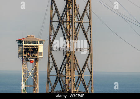 Le Port Vell Tramway aérien est un téléphérique à Barcelone, Catalogne, Espagne. Banque D'Images