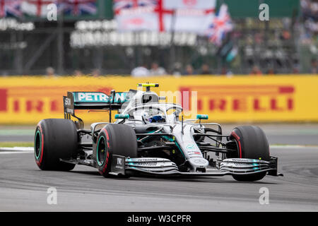 Towcester, Royaume-Uni. 14 juillet, 2019. Valtteri Bottas de Mercedes en Formule 1 au cours de la Journée de la course Rolex Grand Prix de Grande-Bretagne 2019 à Silverstone Circuit sur Dimanche, 14 juillet 2019 en Angleterre, de Towcester. Credit : Taka G Wu/Alamy Live News Banque D'Images