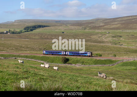 Northern rail class 158 sprinter express train blanc commun Birks (au nord de Garsdale) sur la pittoresque s'installer à Carlisle railway Banque D'Images