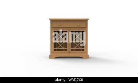 Le rendu 3D d'un petit cabinet isolé en fond blanc Banque D'Images