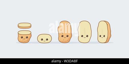 Mettre la pomme de terre. Kawaii Cute smiling la nourriture. Vector illustration Illustration de Vecteur