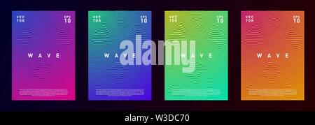 Ensemble de lignes courbes fluide texture gradient background design pour la publicité, journal, flyer, affiche, brochure, couvre dans le quartier branché de rose, bleu, jaune Illustration de Vecteur