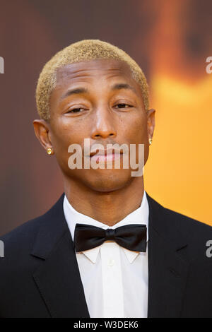 Londres, Royaume-Uni. 14 juillet 2019. Pharrell Williams qui fréquentent le Roi Lion Premier européen, Londres, UK Crédit : Jeff Gilbert/Alamy Live News Banque D'Images