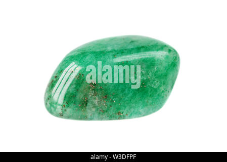 Semi-précieuses naturelles Aventurine verte gemstone isolé sur fond blanc Banque D'Images