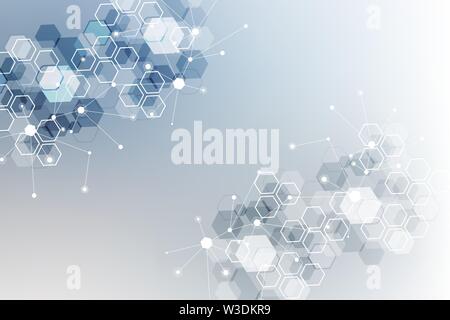 Résumé fond hexagonal. Big La visualisation de données. Connexion au réseau mondial. La science médicale, de la technologie, de l'arrière-plan. Vector illustration. Illustration de Vecteur