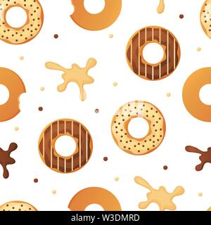 Sweet donuts glacé au four colorés ou des beignes avec motif sans éclaboussures et sprinkles Illustration de Vecteur