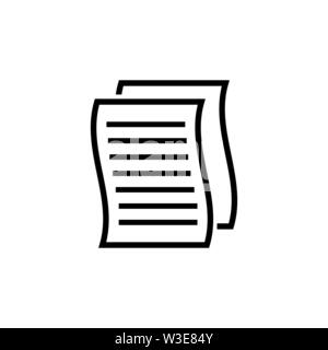 Copie papier, fichier document. Icône vecteur illustration. Télévision Simple symbole noir sur fond blanc. Copie papier, fichier modèle de conception de document sign Illustration de Vecteur