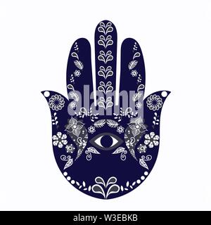 Main de Fatima, Main de hamsa signe, symbole, vector Illustration de Vecteur