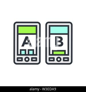 L'essai, essai, l'icône de recherche avec des lettres A et B Illustration de Vecteur