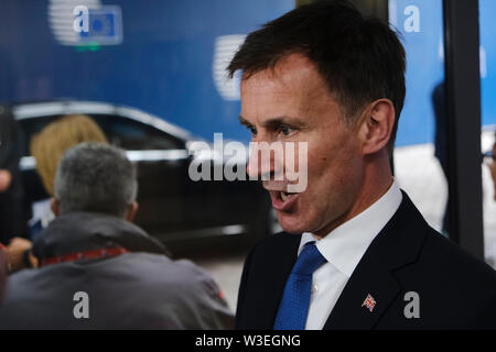 Bruxelles, Belgique, 15 juillet 2019. Le Secrétaire aux affaires étrangères britannique Jeremy Hunt assiste à un Conseil des affaires étrangères de l'Union européenne réunion. Credit : ALEXANDROS MICHAILIDIS/Alamy Live News Banque D'Images