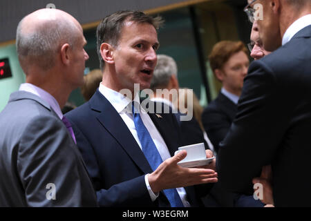 Bruxelles, Belgique, 15 juillet 2019. Le Secrétaire aux affaires étrangères britannique Jeremy Hunt assiste à un Conseil des affaires étrangères de l'Union européenne réunion. Credit : ALEXANDROS MICHAILIDIS/Alamy Live News Banque D'Images