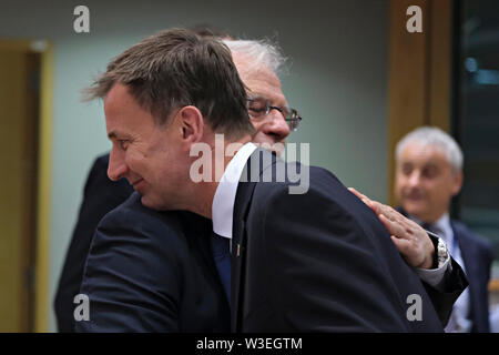 Bruxelles, Belgique, 15 juillet 2019. Le Secrétaire aux affaires étrangères britannique Jeremy Hunt assiste à un Conseil des affaires étrangères de l'Union européenne réunion. Credit : ALEXANDROS MICHAILIDIS/Alamy Live News Banque D'Images