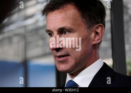 Bruxelles, Belgique, 15 juillet 2019. Le Secrétaire aux affaires étrangères britannique Jeremy Hunt assiste à un Conseil des affaires étrangères de l'Union européenne réunion. Credit : ALEXANDROS MICHAILIDIS/Alamy Live News Banque D'Images