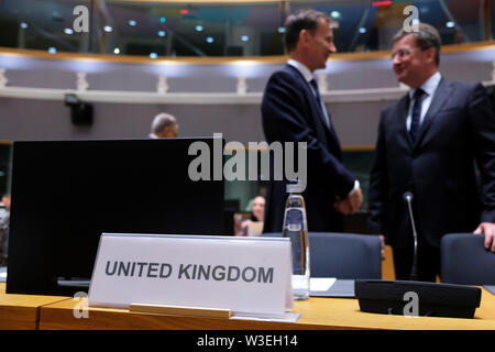 Bruxelles, Belgique, 15 juillet 2019. Le Secrétaire aux affaires étrangères britannique Jeremy Hunt assiste à un Conseil des affaires étrangères de l'Union européenne réunion. Credit : ALEXANDROS MICHAILIDIS/Alamy Live News Banque D'Images