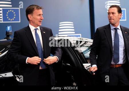 Bruxelles, Belgique, 15 juillet 2019. Le Secrétaire aux affaires étrangères britannique Jeremy Hunt assiste à un Conseil des affaires étrangères de l'Union européenne réunion. Credit : ALEXANDROS MICHAILIDIS/Alamy Live News Banque D'Images