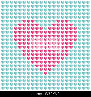 Le symbole du coeur rose mosaïque faite de coeurs. Pixel art Illustration de Vecteur