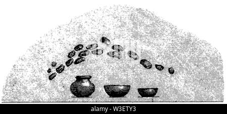 Hill tombe avec ash urn, , l'histoire culturelle (livre, 1875) Banque D'Images