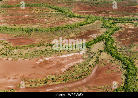 Vue aérienne de l'inondation de marée au King Sound. Banque D'Images