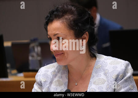 Bruxelles, Belgique, 15 juillet 2019. Just Taneva, Ministre de l'Agriculture de la Bulgarie dans l'Union européenne assiste à une réunion du Conseil de l'agriculture et de la pêche. Credit : ALEXANDROS MICHAILIDIS/Alamy Live News Banque D'Images