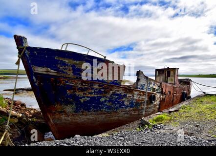 Nous sommes k d'un bateau de pêche à St Margaret's Hope, South Ronaldsay. Banque D'Images