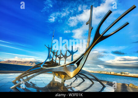 Solfar Suncraft Statue à Reykjavik, Islande Banque D'Images