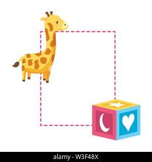 Jouets bébé girafe bannière cube Illustration de Vecteur