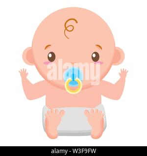 Baby Boy avec sucette sur fond blanc bébé douche Illustration de Vecteur