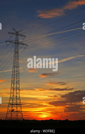 Mitling mark, Niedersachsen, Allemagne - 06 septembre 2012 : un mât élevé d'une ligne électrique à haute tension Banque D'Images