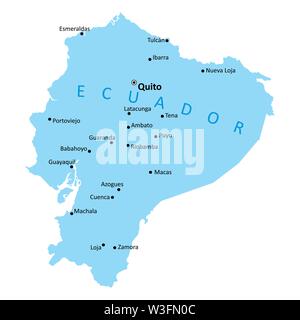 Equateur site isolé avec les principales villes Illustration de Vecteur