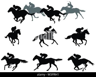 Les chevaux et les jockeys silhouettes collection - vector Illustration de Vecteur