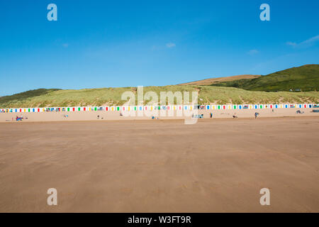 Plage de Wolacombe huttes Nord Devon Banque D'Images