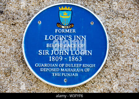 Une blue plaque pour sir John Login et Duleep Singh sur une maison à Stromness, Orkney, Scotland, UK. Banque D'Images