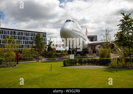 Corendon Hotels Village, à l'aéroport d'Amsterdam-Schiphol, ex-KLM Boeing 747-400, Jumbo jet, dans le parc de l'hôtel complexe, seront convertis en Banque D'Images