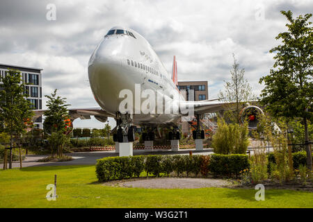 Corendon Hotels Village, à l'aéroport d'Amsterdam-Schiphol, ex-KLM Boeing 747-400, Jumbo jet, dans le parc de l'hôtel complexe, seront convertis en Banque D'Images