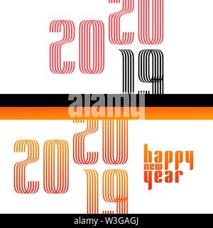 2020 bonne année texte dans un style moderne pour la conception d'affiches, de cartes d'impression - happy holidays. Illustration de Vecteur