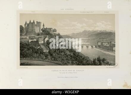 Château de Pau et pont de Jurançon - Vue prise de la Basse-Plante - Fonds Ancely - B315556101 UN PETIT 3031. Banque D'Images